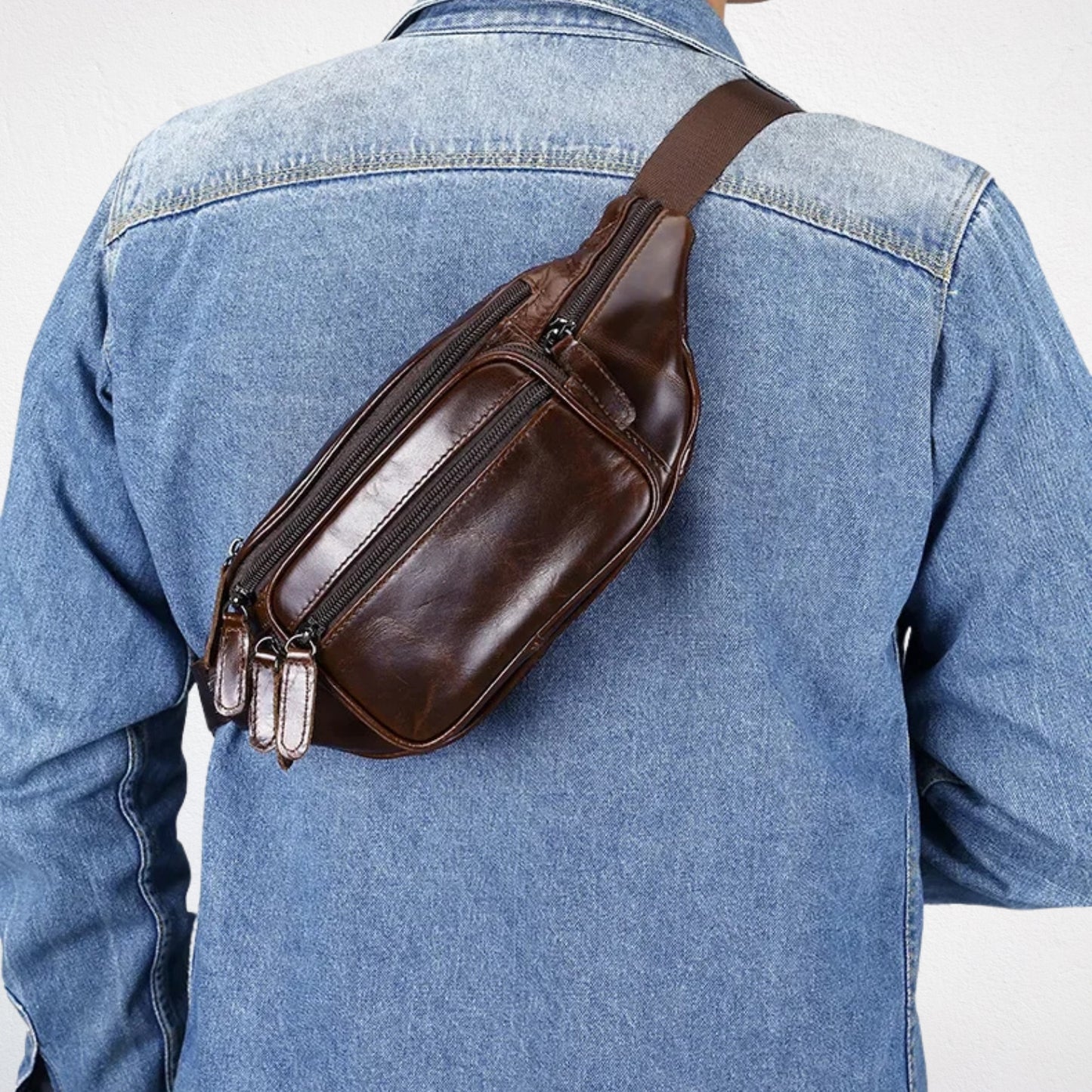 Sac De Taille Cuir porté dos