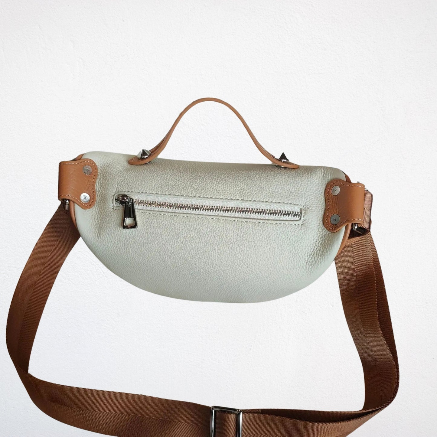 Sac En Cuir Bandouliere Femme blanc dos
