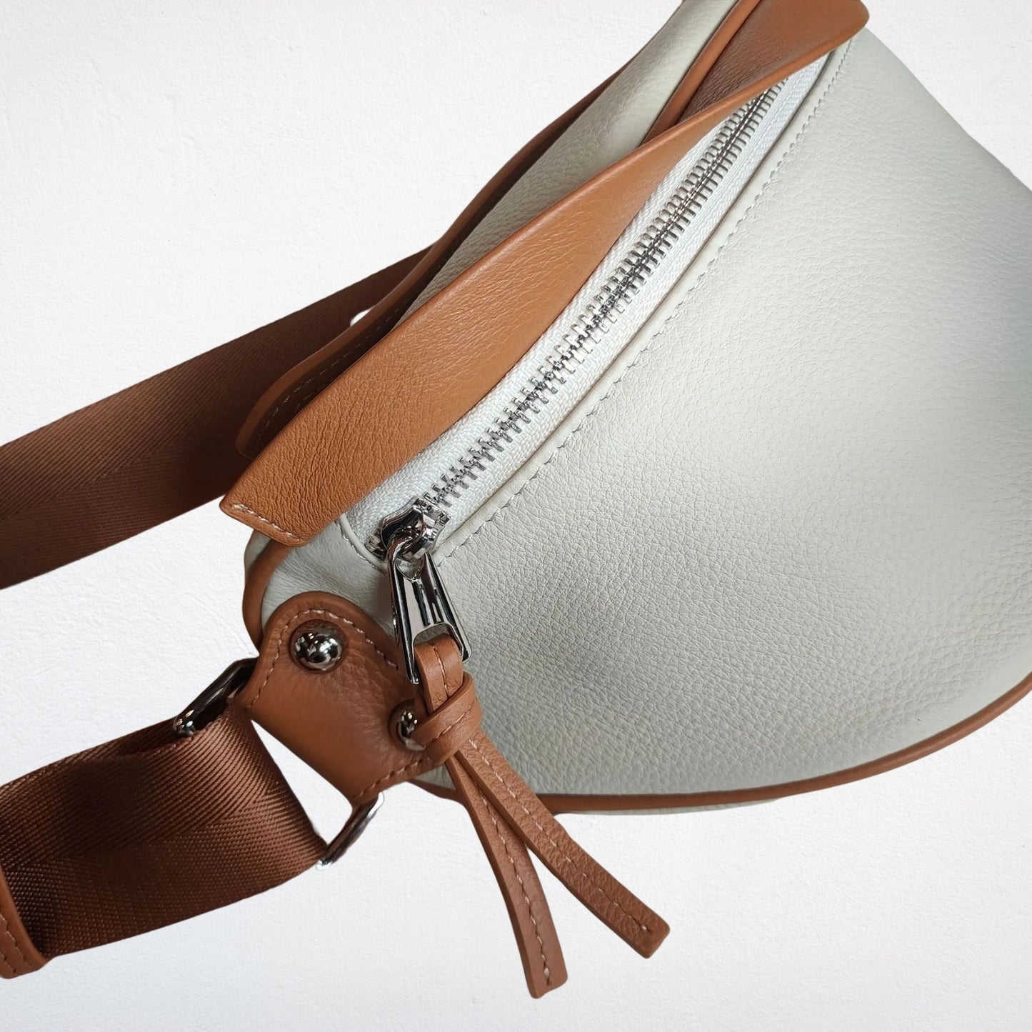 Sac En Cuir Bandouliere Femme blanc zoom