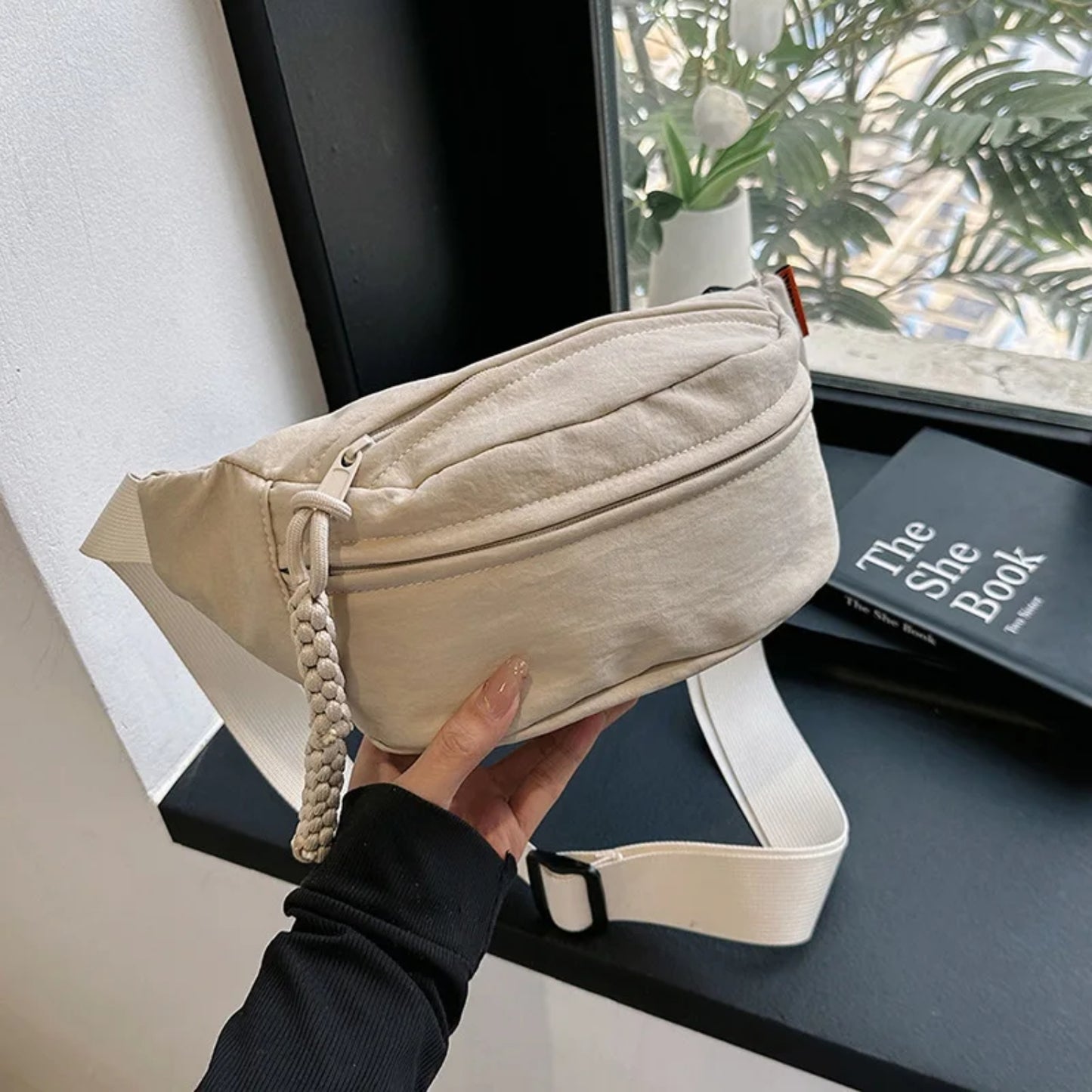 Sac Bandoulière Beige porté main