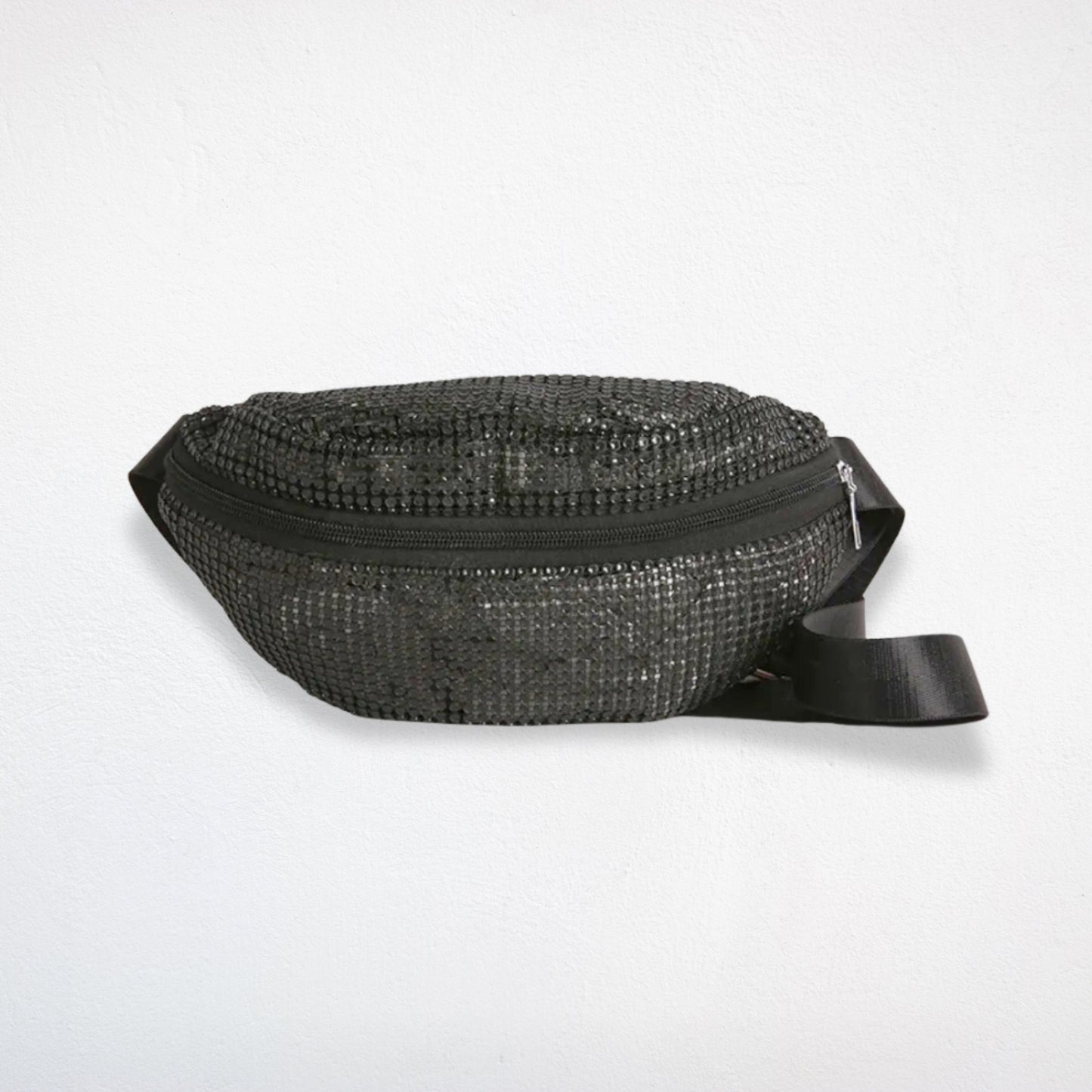 sac banane strass noir