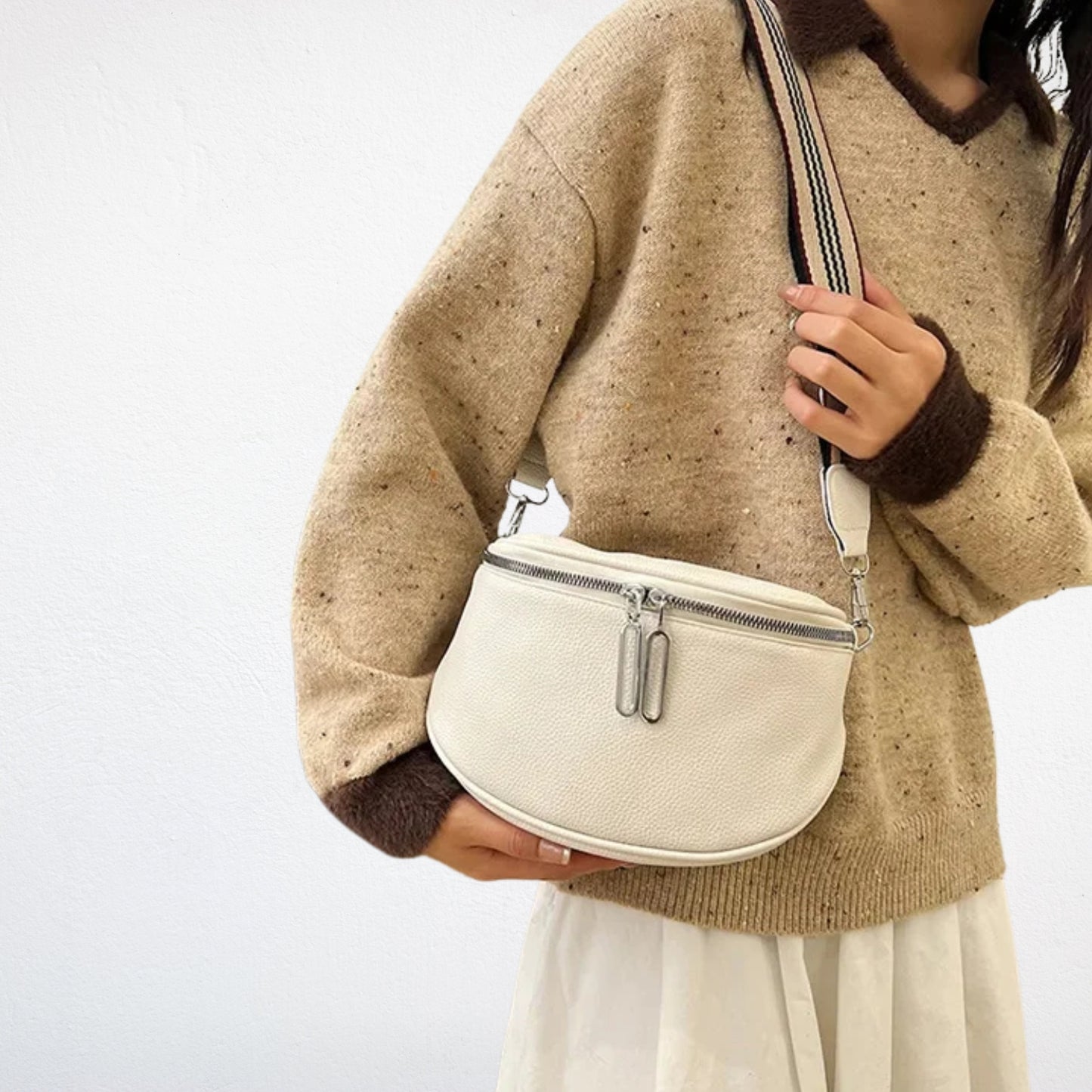 Sac Epaule Femme blanc porté 2