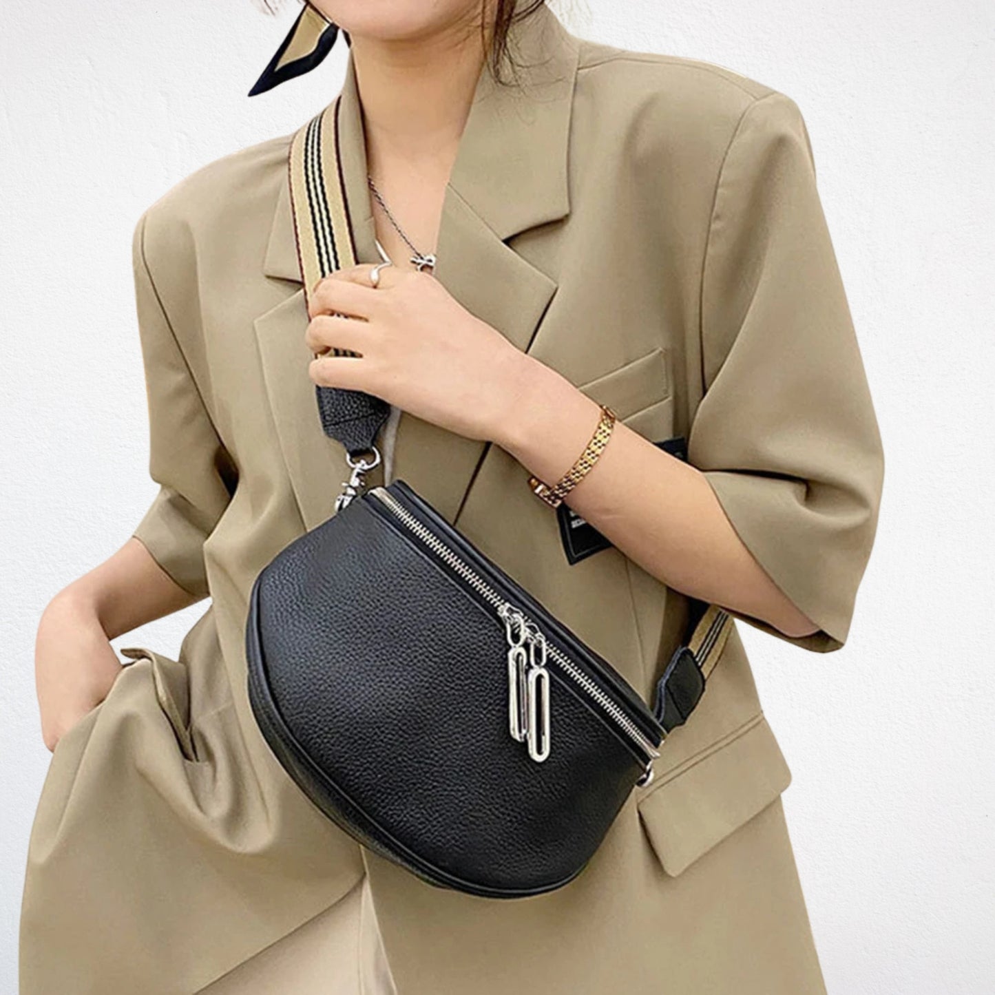 Sac Epaule Femme noir porté 2