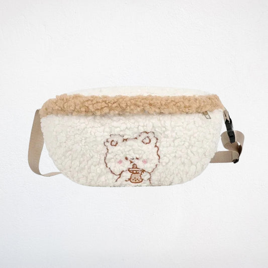 Sac Banane En Peluche beige 1