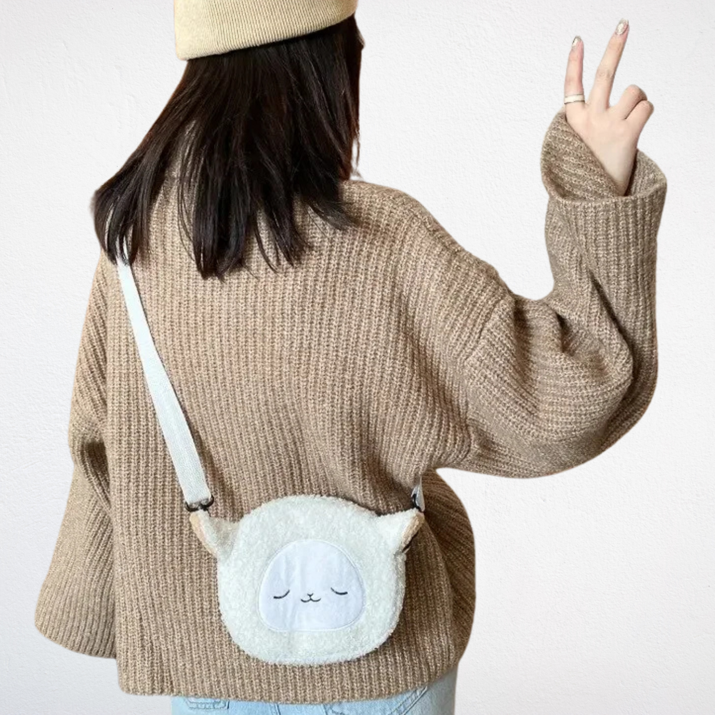 Sac Banane Kawaii blanc porté