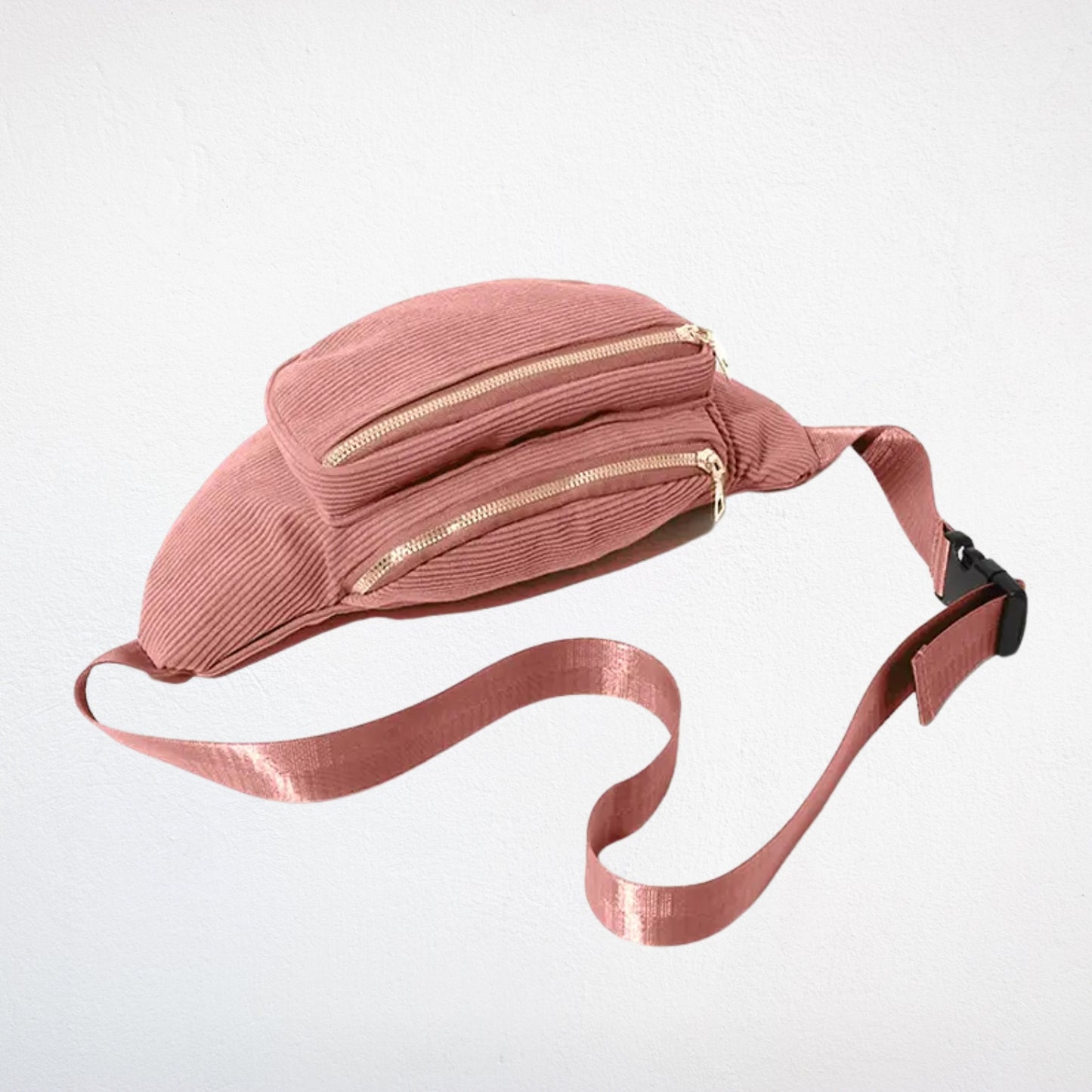 Sac Banane Velours Rose couché