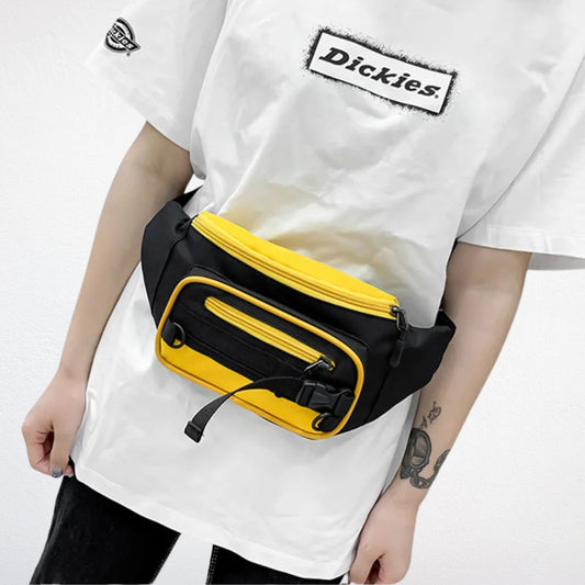 Sac Banane à la Taille jaune porté