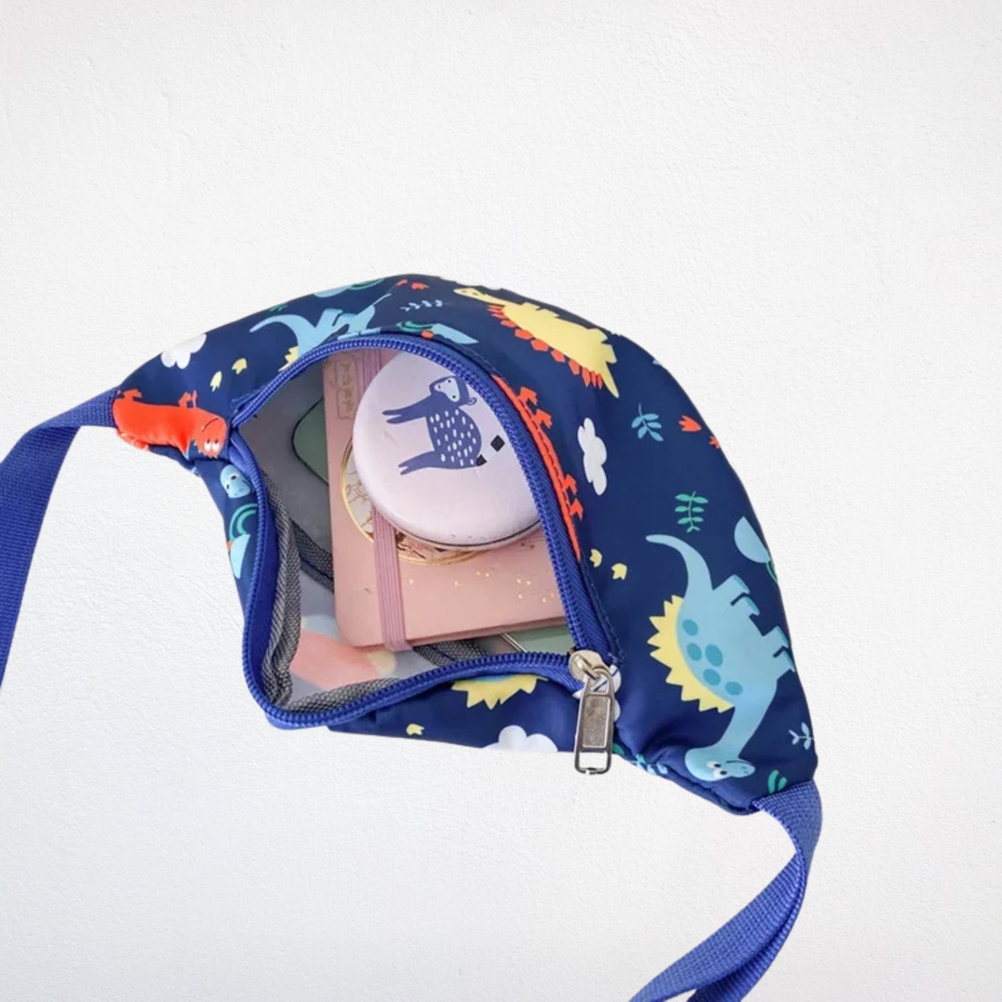 Sac à Dos Enfant Dinosaure bleu ouvert plein