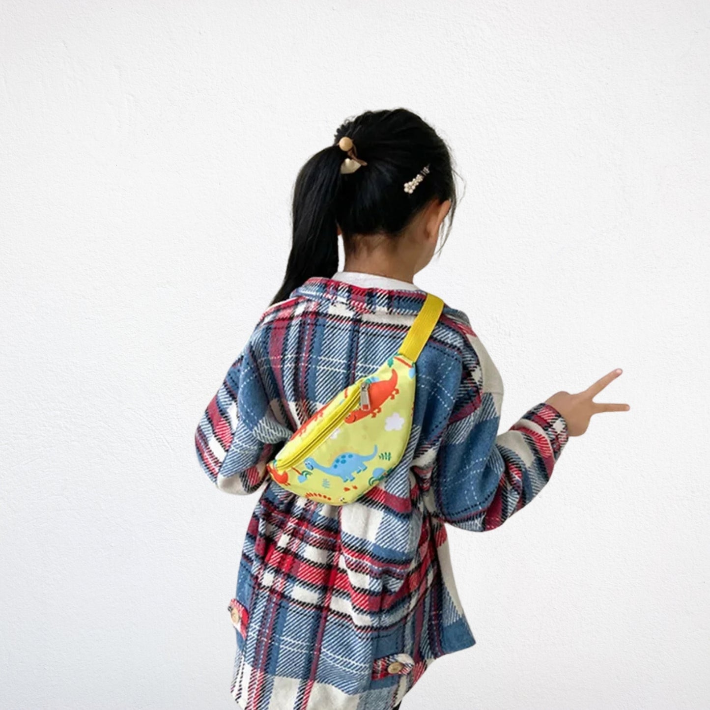 Sac à Dos Enfant Dinosaure jaune porté