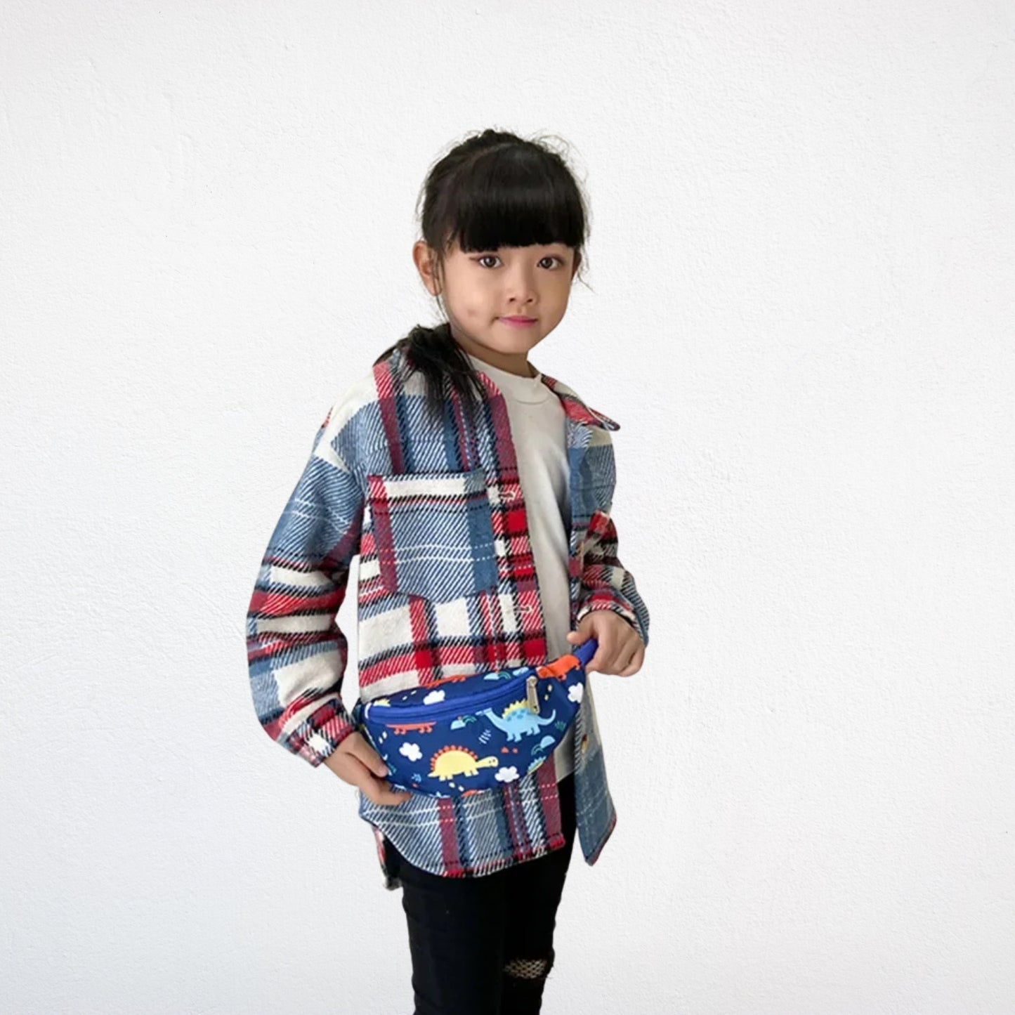 Sac à Dos Enfant Dinosaure bleu porté taille