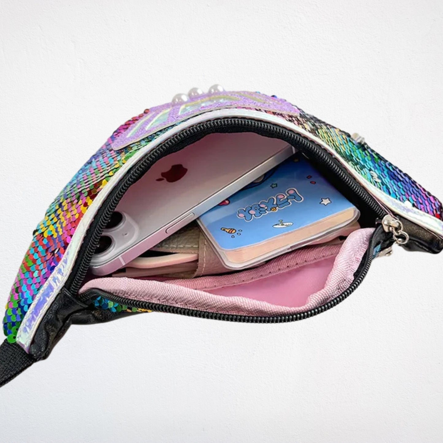 Sac Banane Enfant Paillettes ouvert