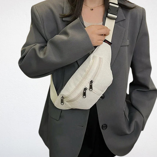 Sac Corduroy blanc porté