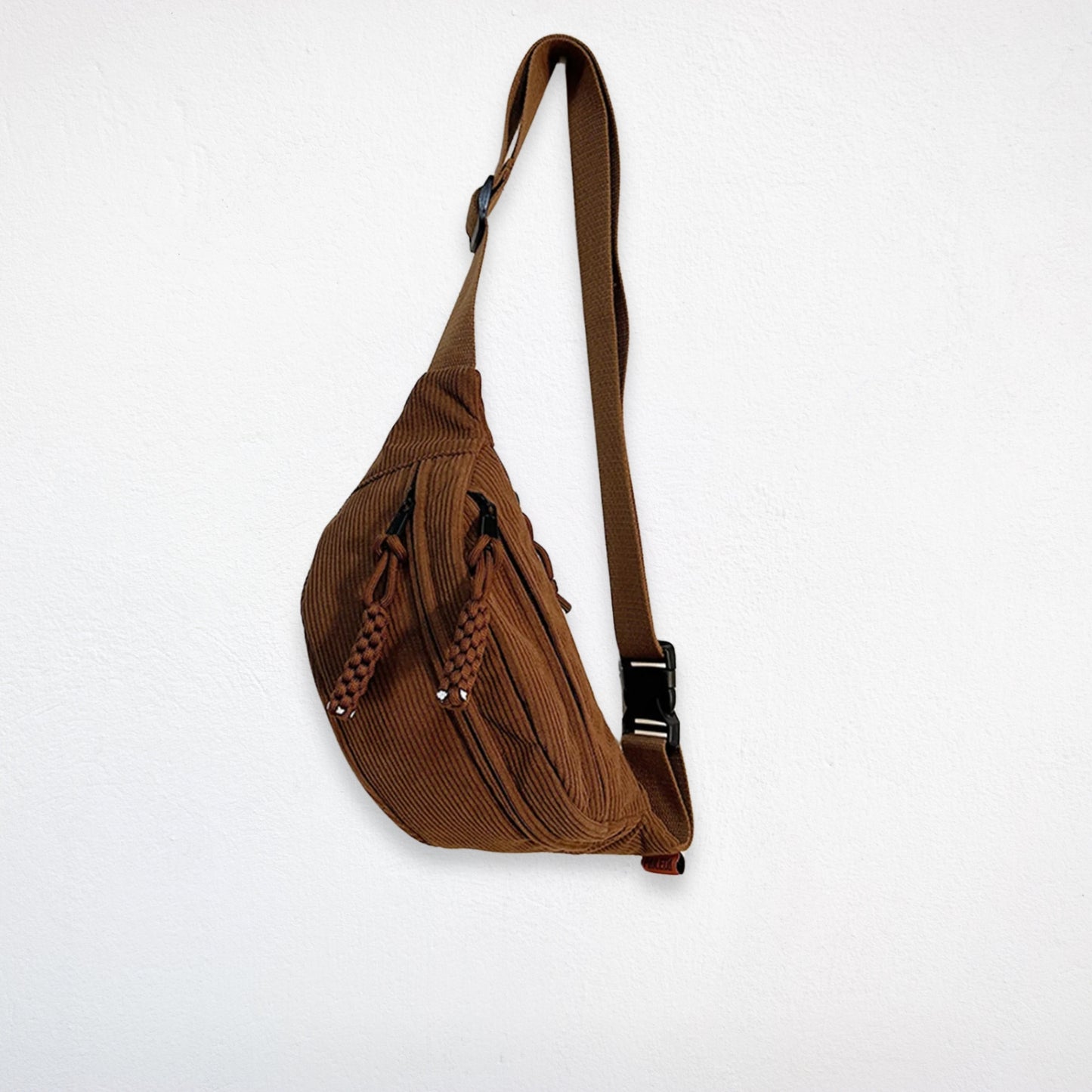 Sac Banane en Velours Cotelé marron