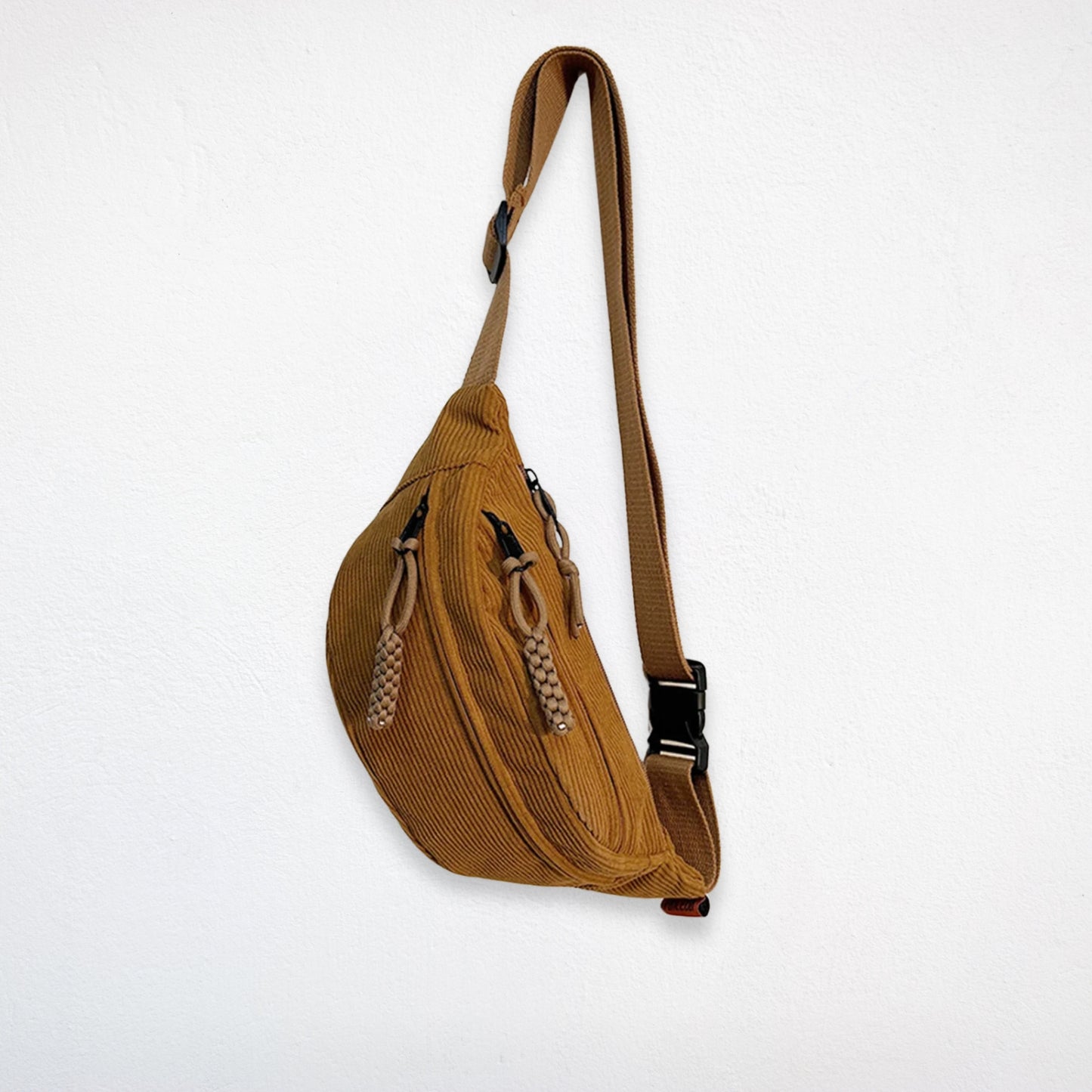 Sac Banane en Velours Cotelé marron sable