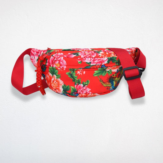 Sac Banane Fleuri rouge