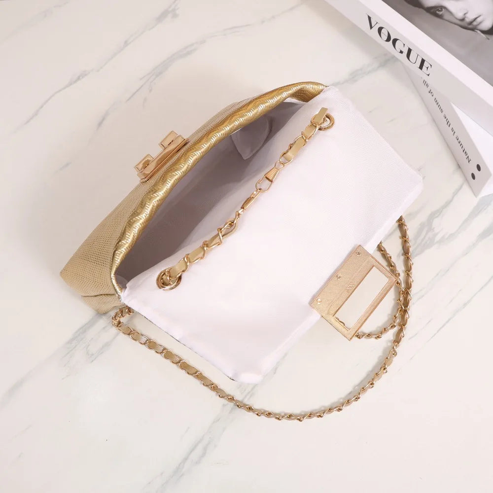 sac banane bandoulière femme doré ouvert