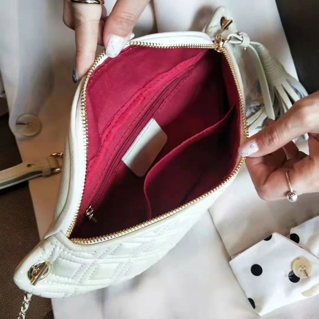 Sac Poitrine Femme Cuir blanc ouvert