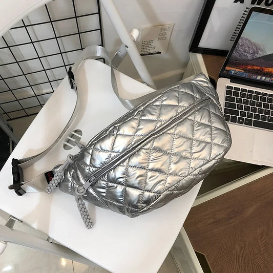 sac banane doudoune argent
