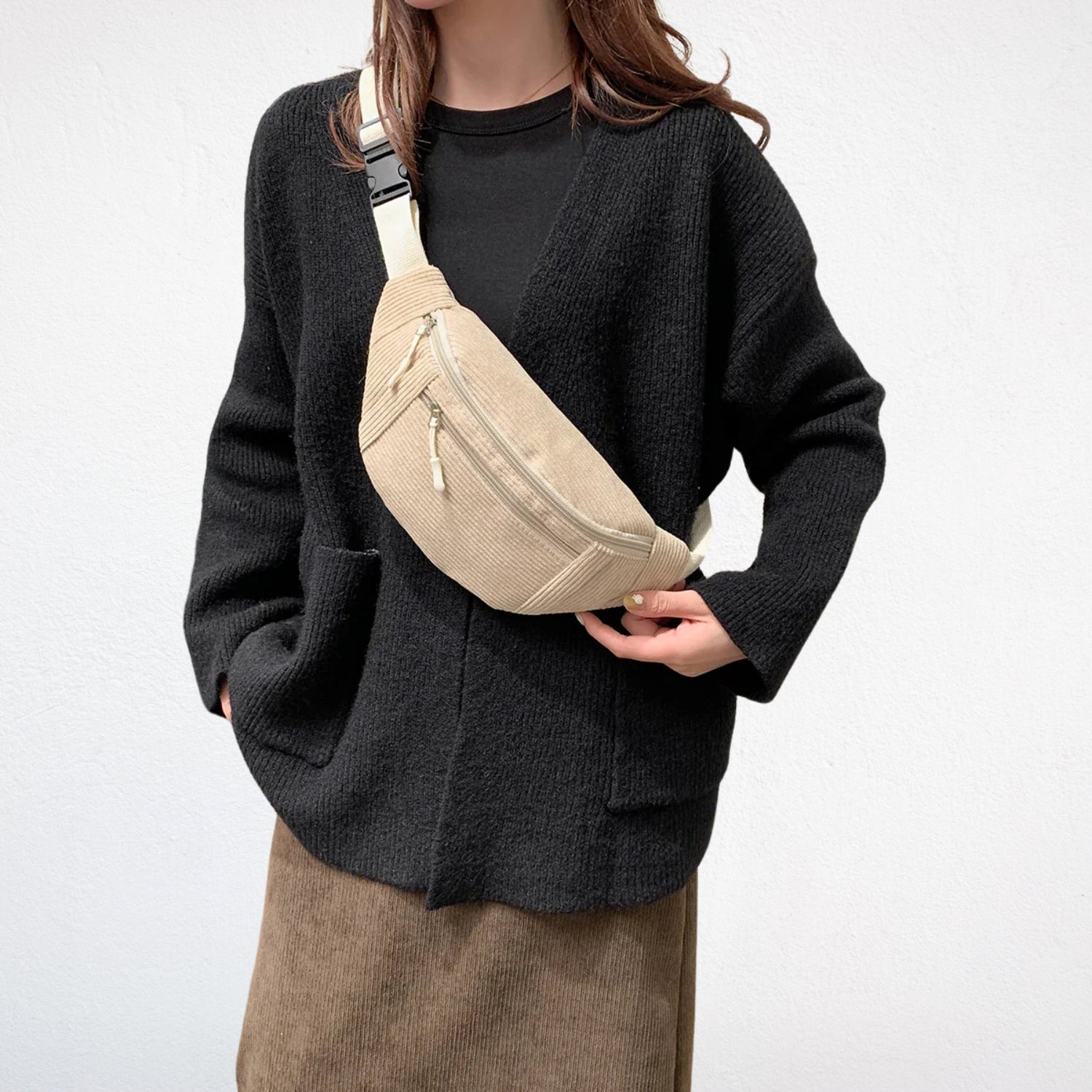 Sac Banane Velours Côtelé