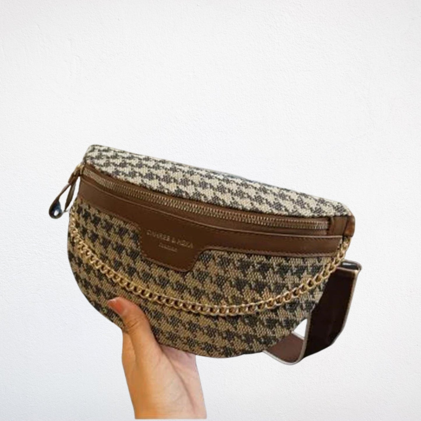 Sac Banane Pied de Poule - Maia - Marron