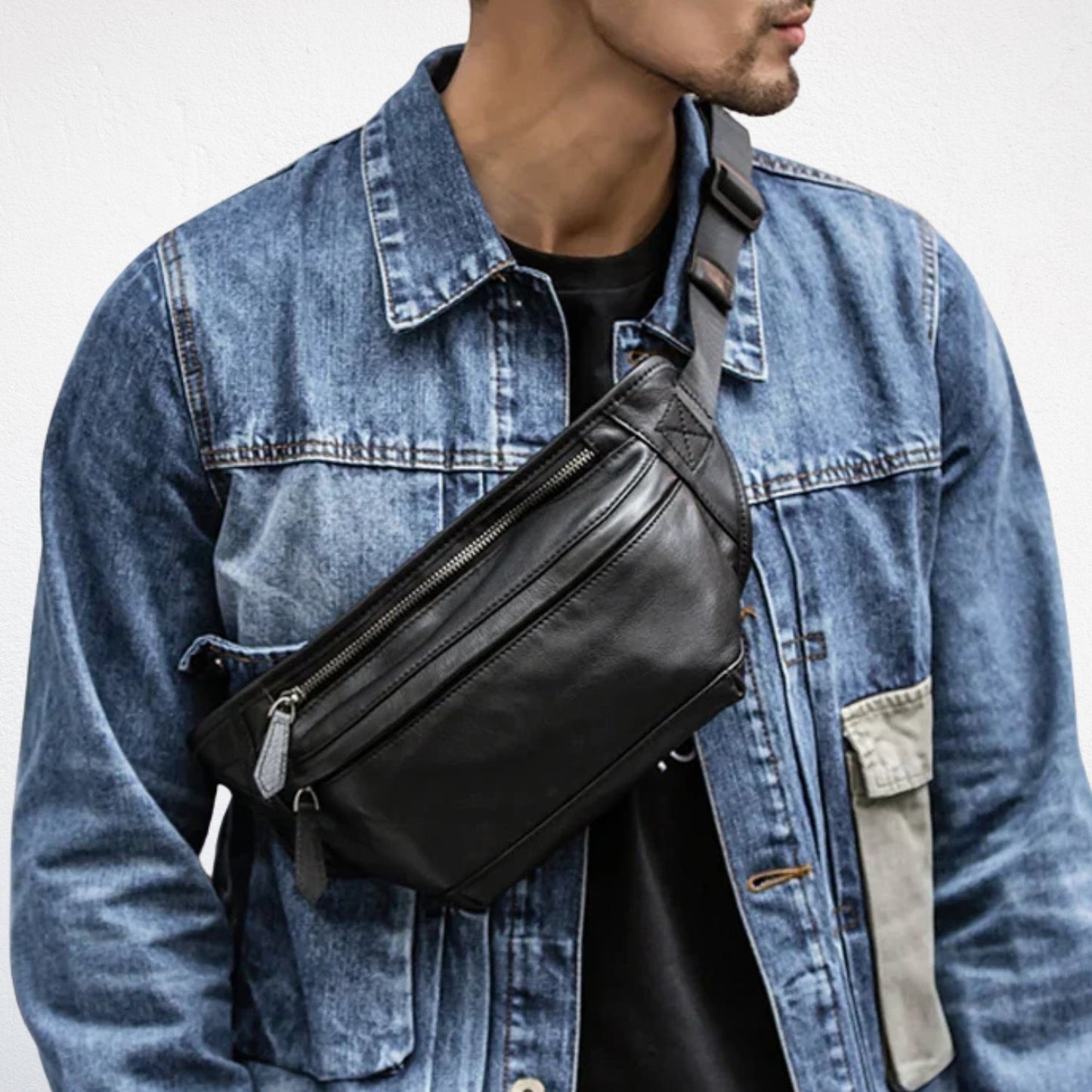 Sac Banane en Cuir Noir
