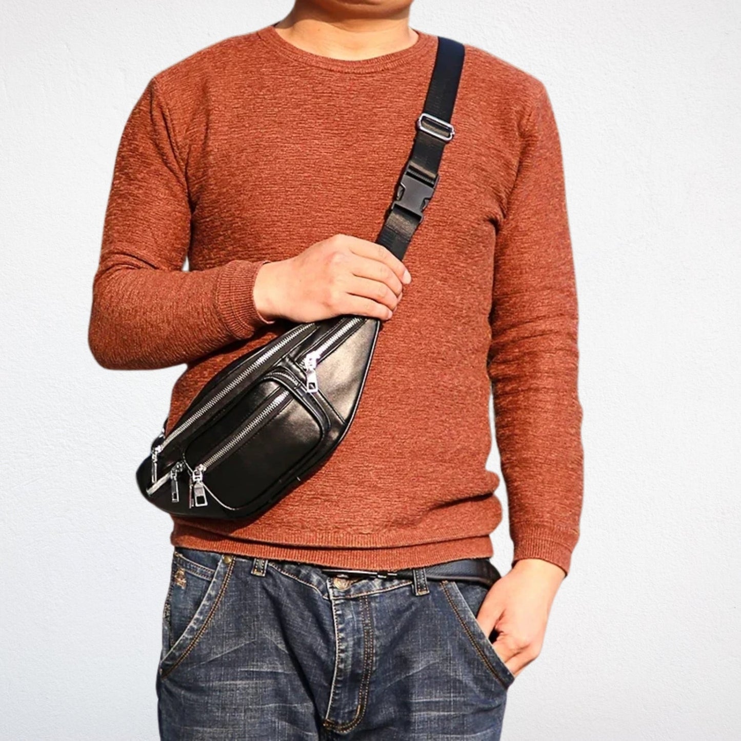 Sac Banane Noir Cuir - Milo
