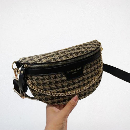 Sac Banane Pied de Poule - Maia - Noir