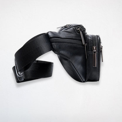 Sac De Taille Cuir noir côté