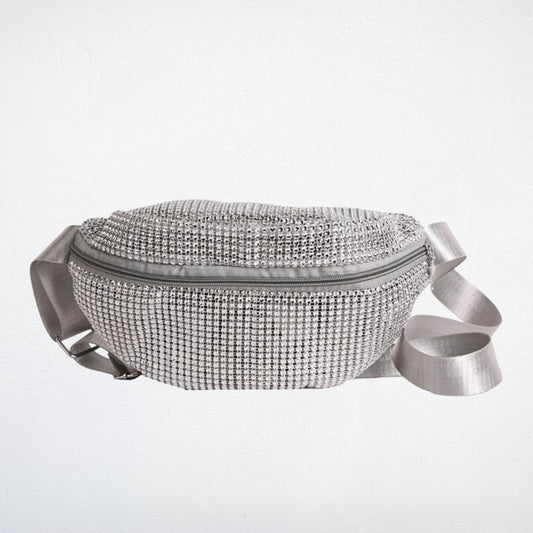 sac banane strass argent