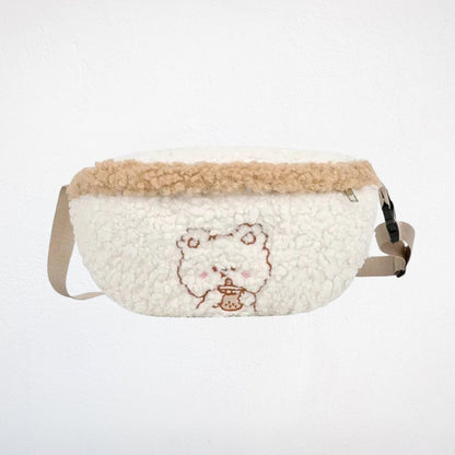 Sac Banane En Peluche beige 1