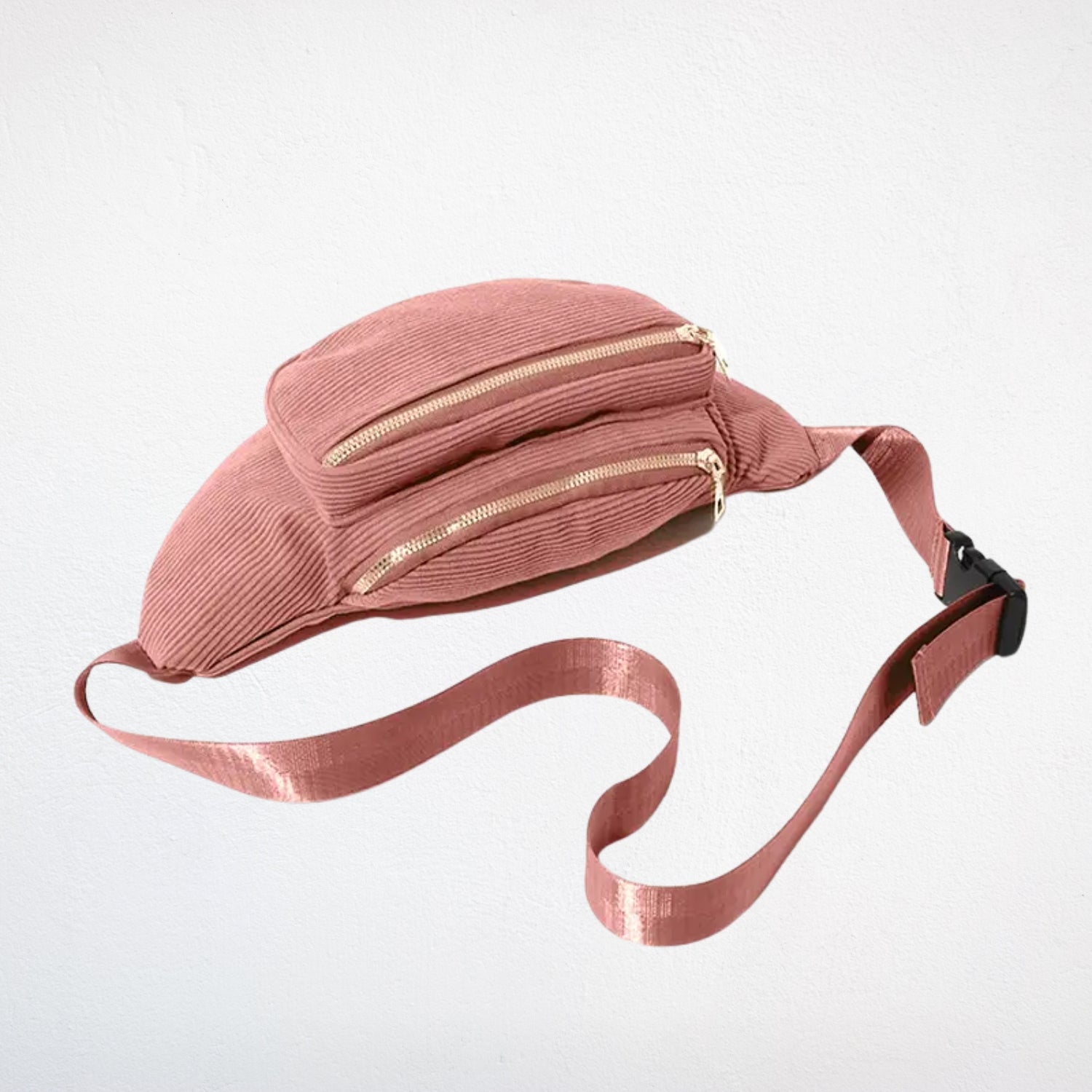 Sac Banane Velours Rose couché