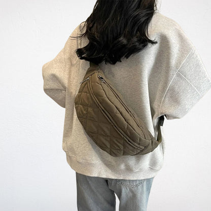 Sac Banane Coton vert porté