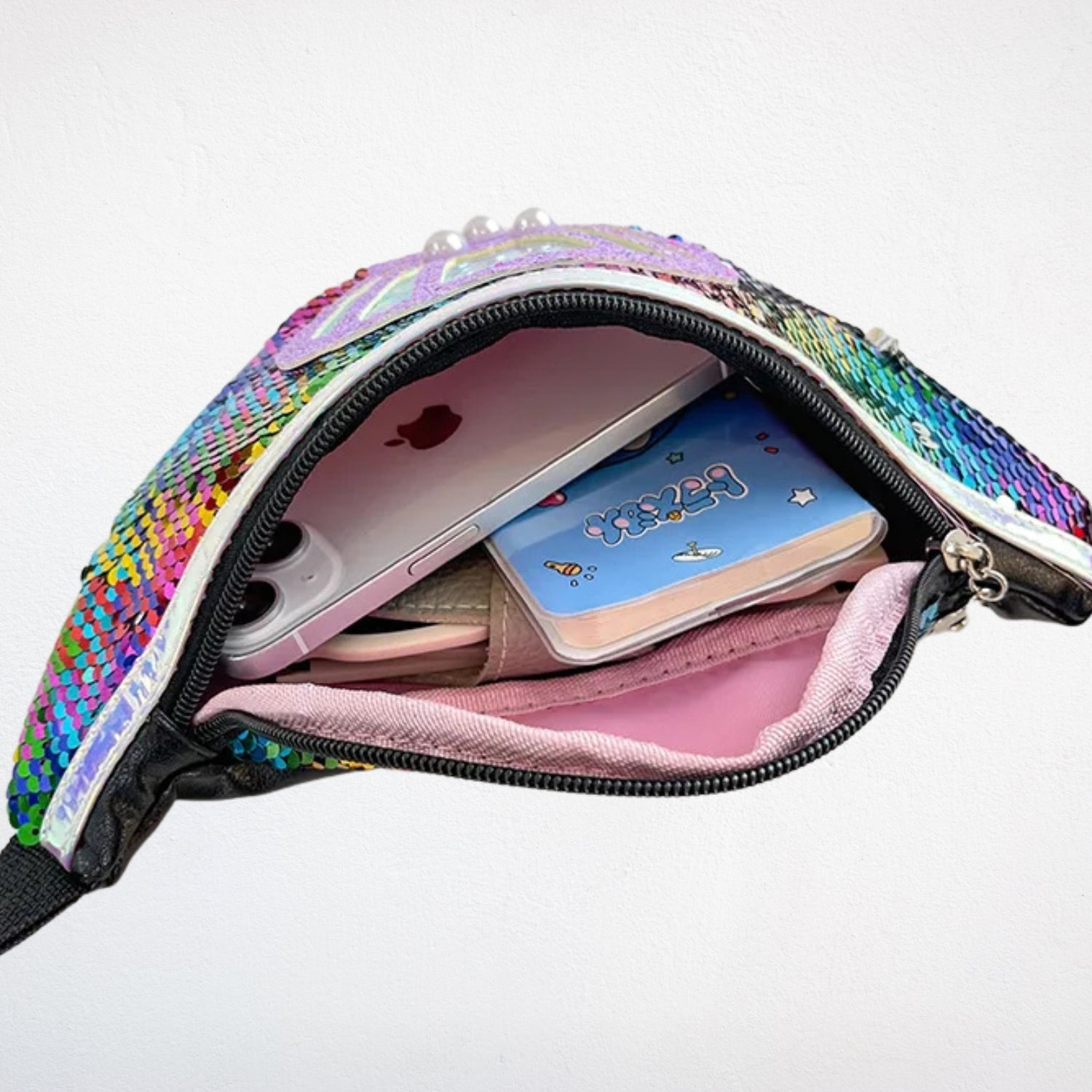 Sac Banane Enfant Paillettes ouvert