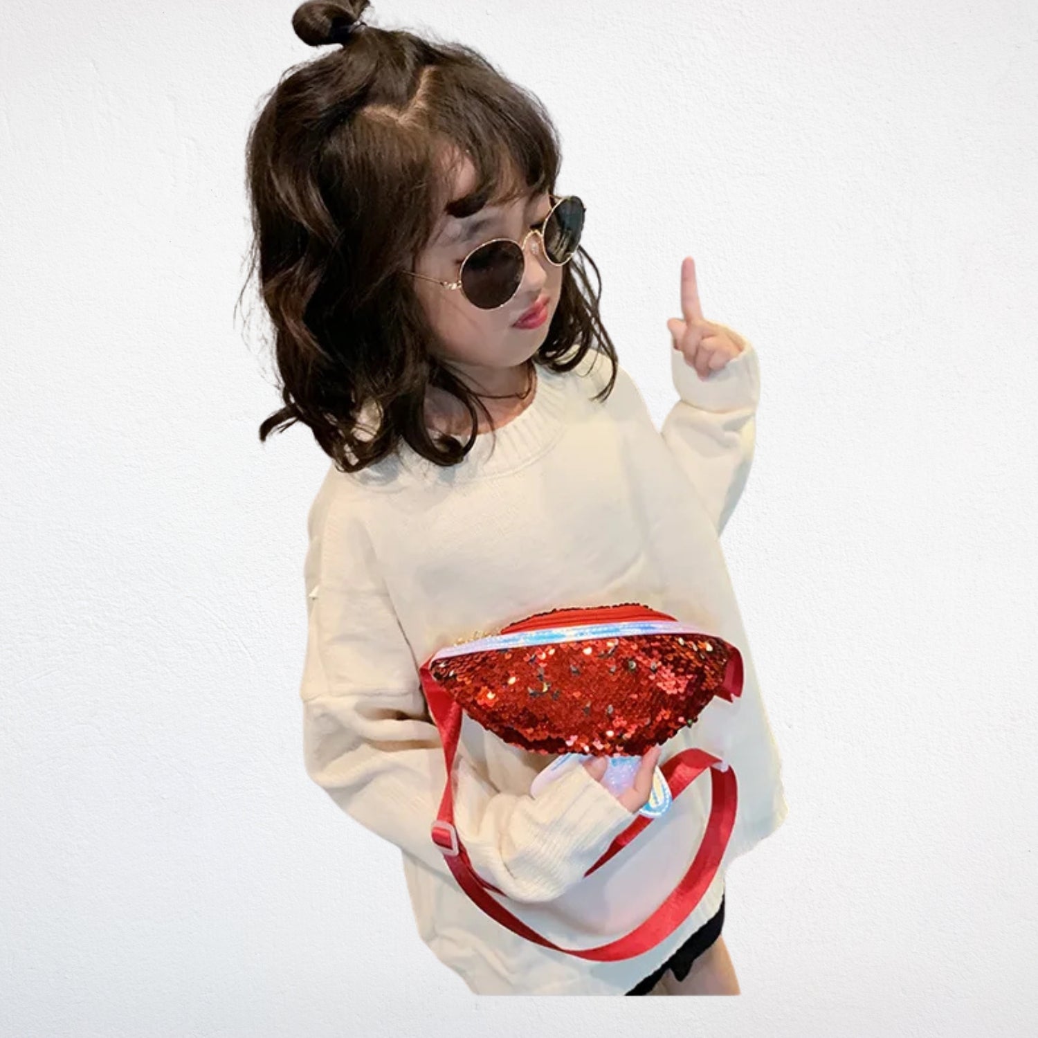 Sac Banane Enfant Fille rouge porté