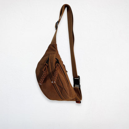 Sac Banane en Velours Cotelé marron