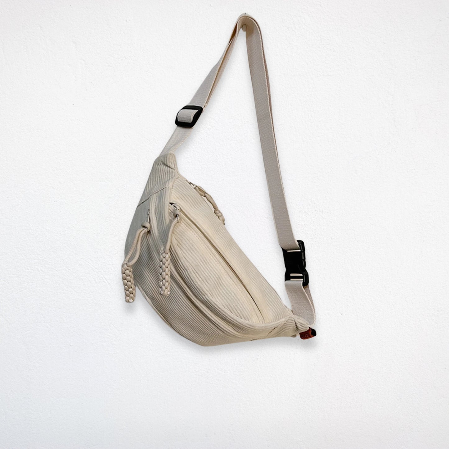 Sac Banane en Velours Cotelé blanc