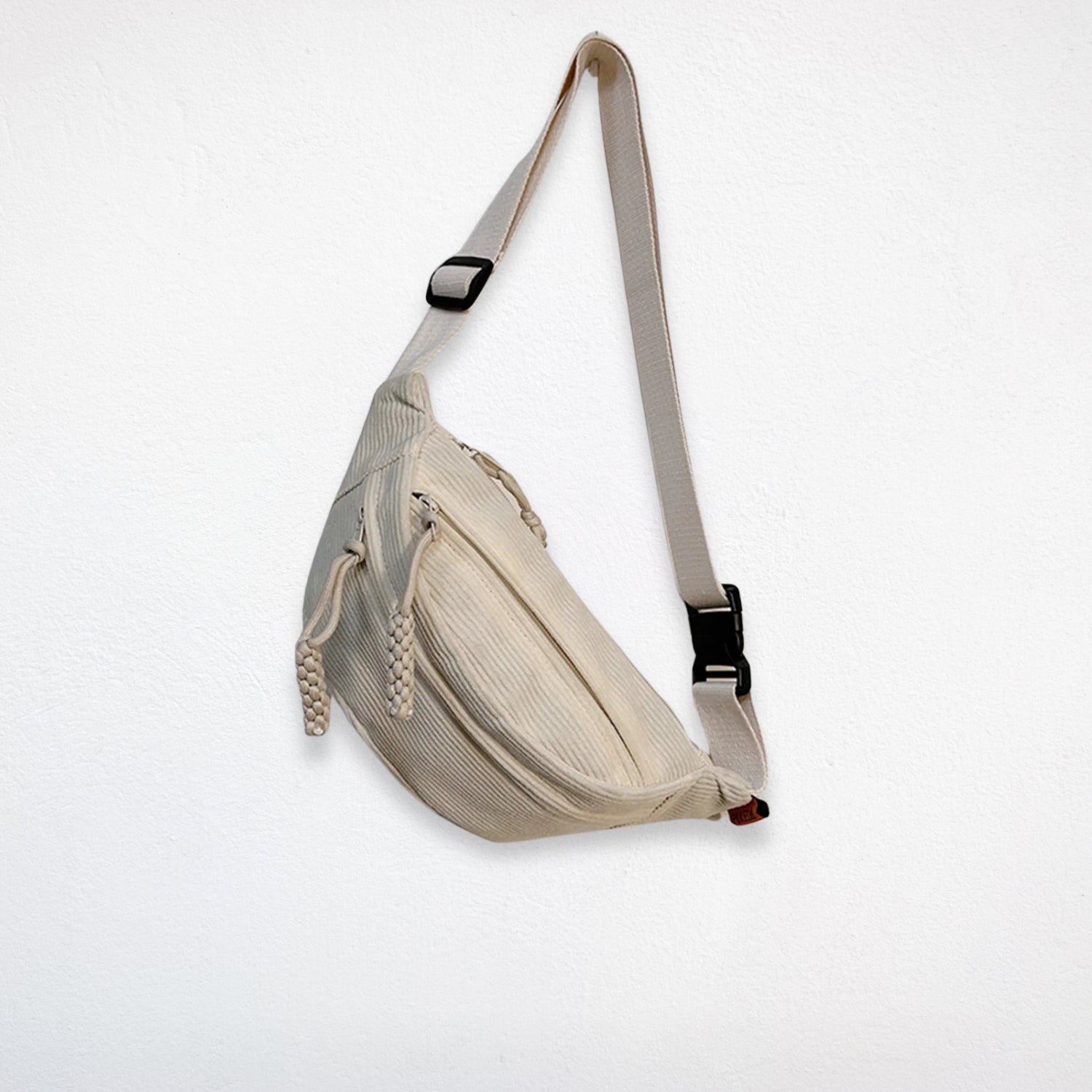 Sac Banane en Velours Cotelé blanc