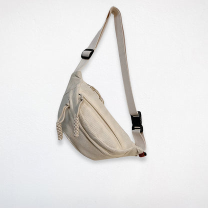 Sac Banane en Velours Cotelé blanc