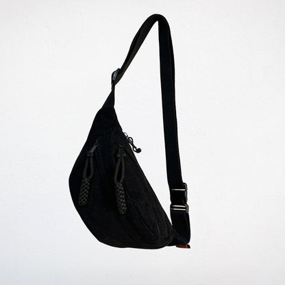 Sac Banane en Velours Cotelé noir