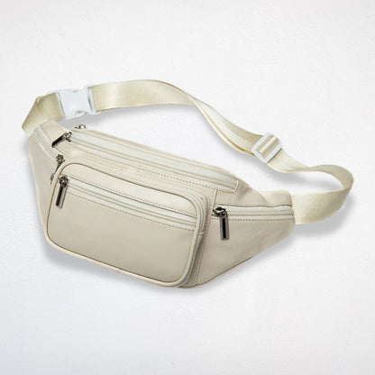 Sac De Taille Cuir blanc trois quart
