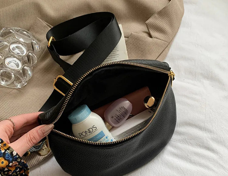 Sac Banane Bandoulière Femme Chic ouvert