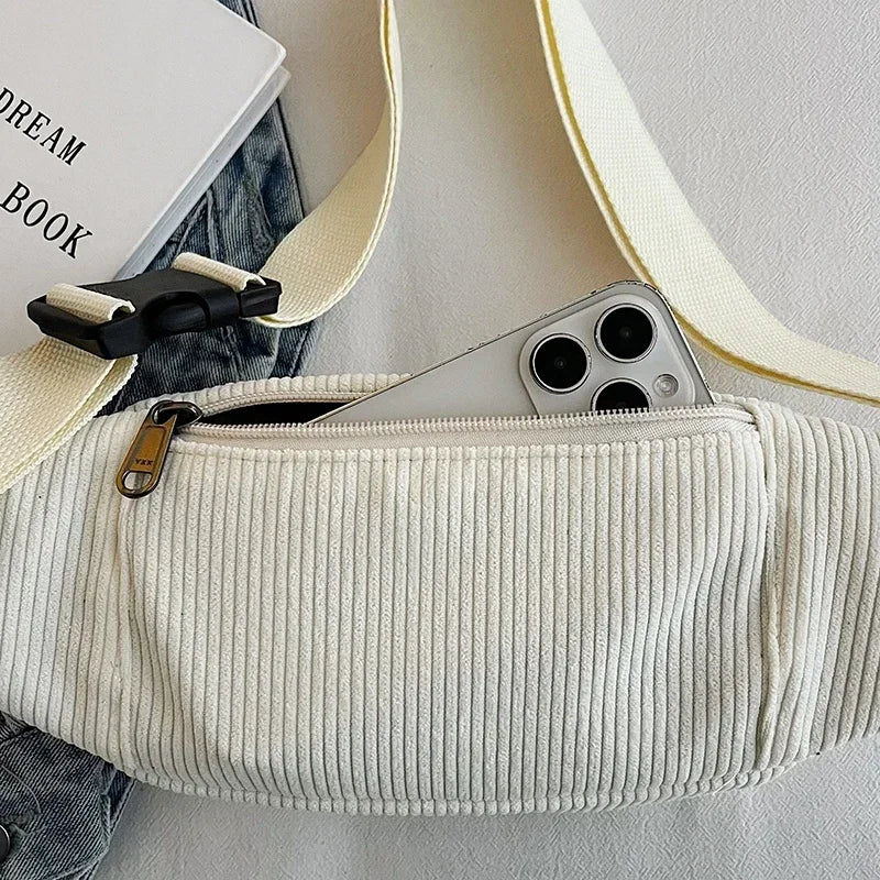 Sac Corduroy blanc poche arrière