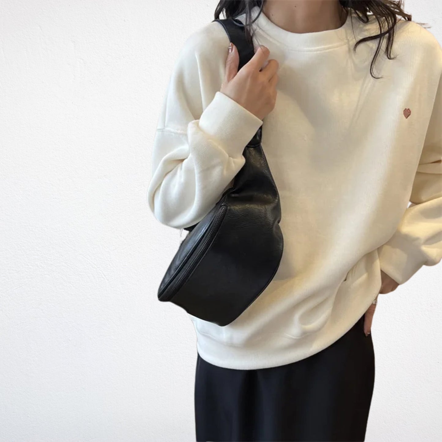 Sac Banane Cuir Noir Femme - Elora
